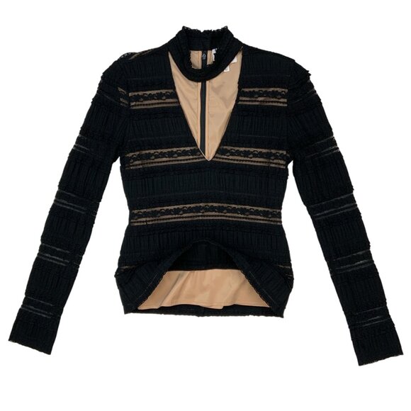 Cinq A Sept Cecille Lace Top Blouse M Black - Picture 12 of 14